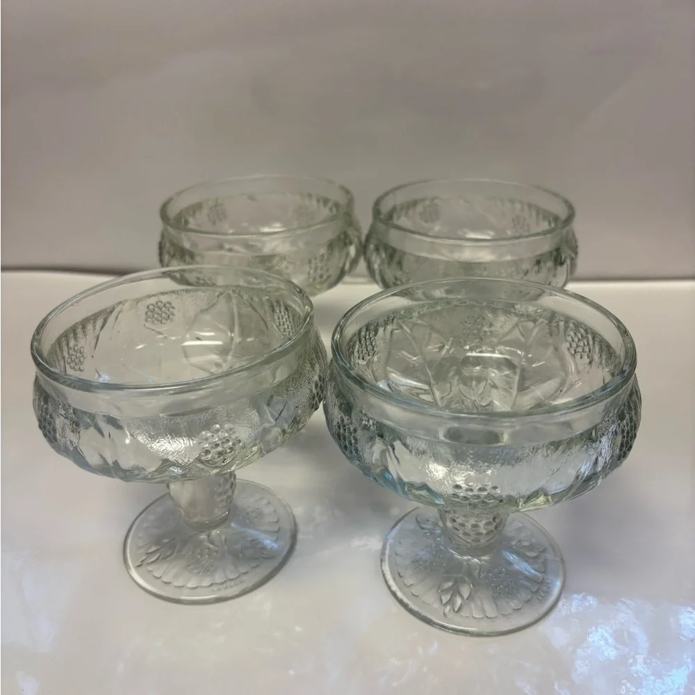 William Sonoma vintage molded glass compote sorbet bowls set of 4 France